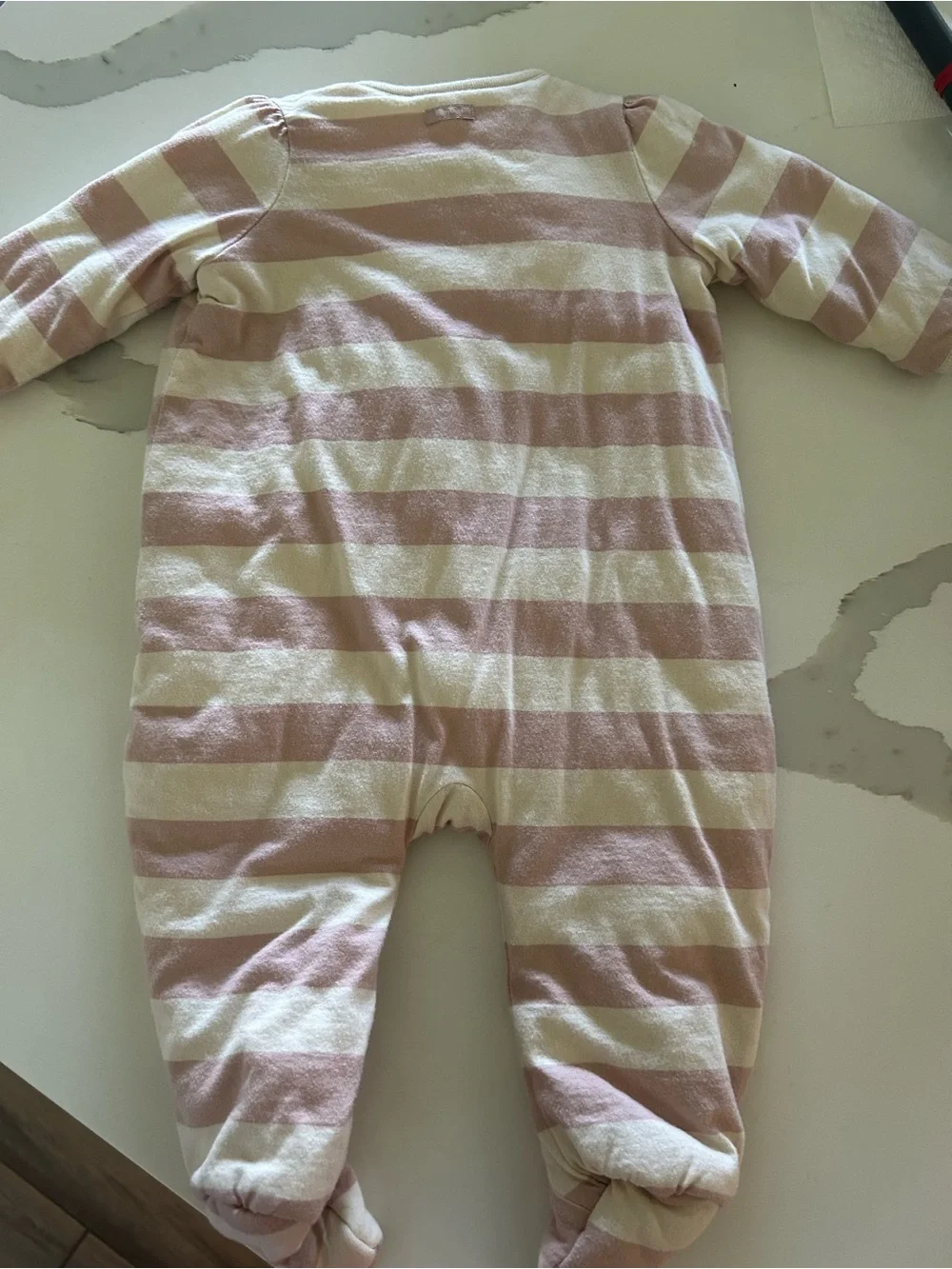 GAP Pink and Cream Striped Footed Onepiece